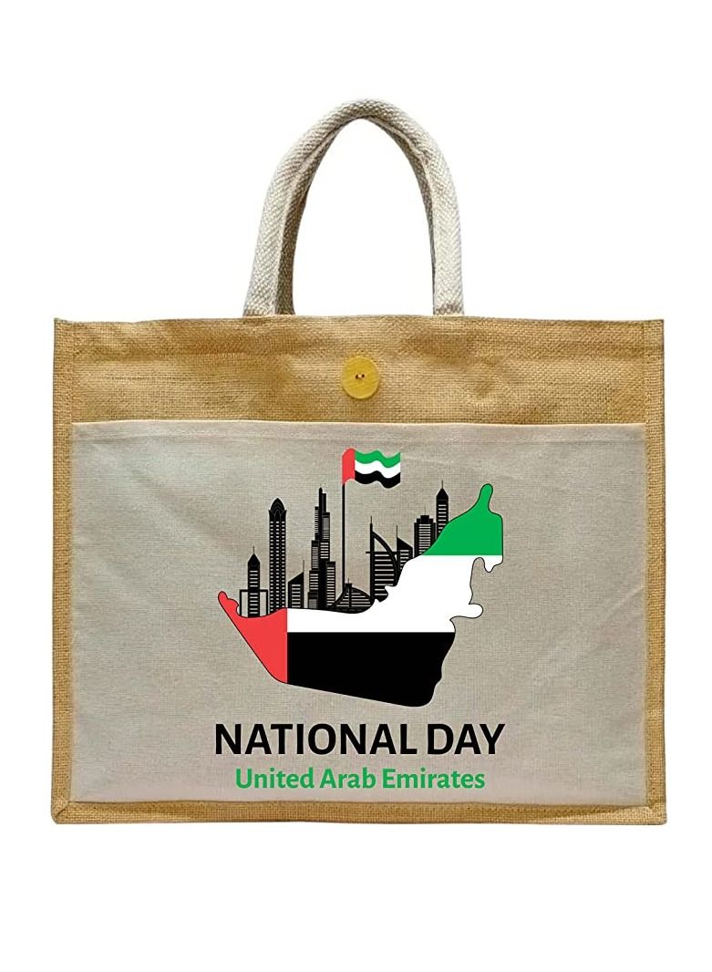 Jute bags with Canvas pocket printed for celebrating 51years of the UAE National day (Design 3)