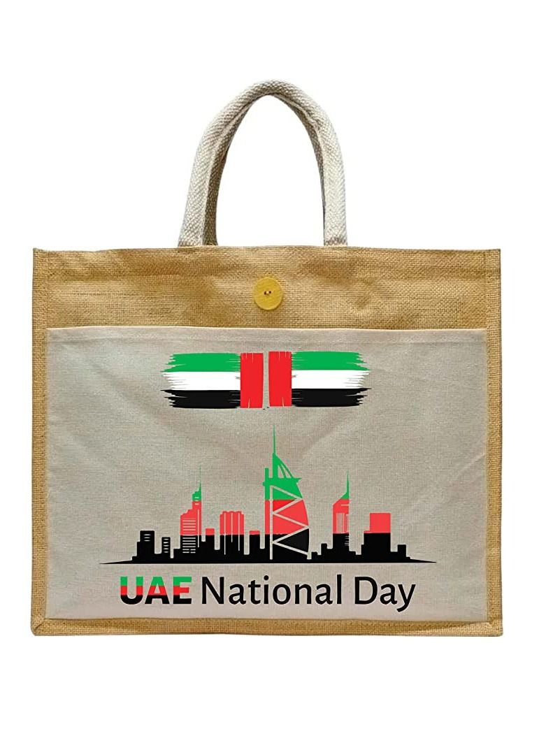 Jute bags with Canvas pocket printed for celebrating 51years of the UAE National day (Design 4)