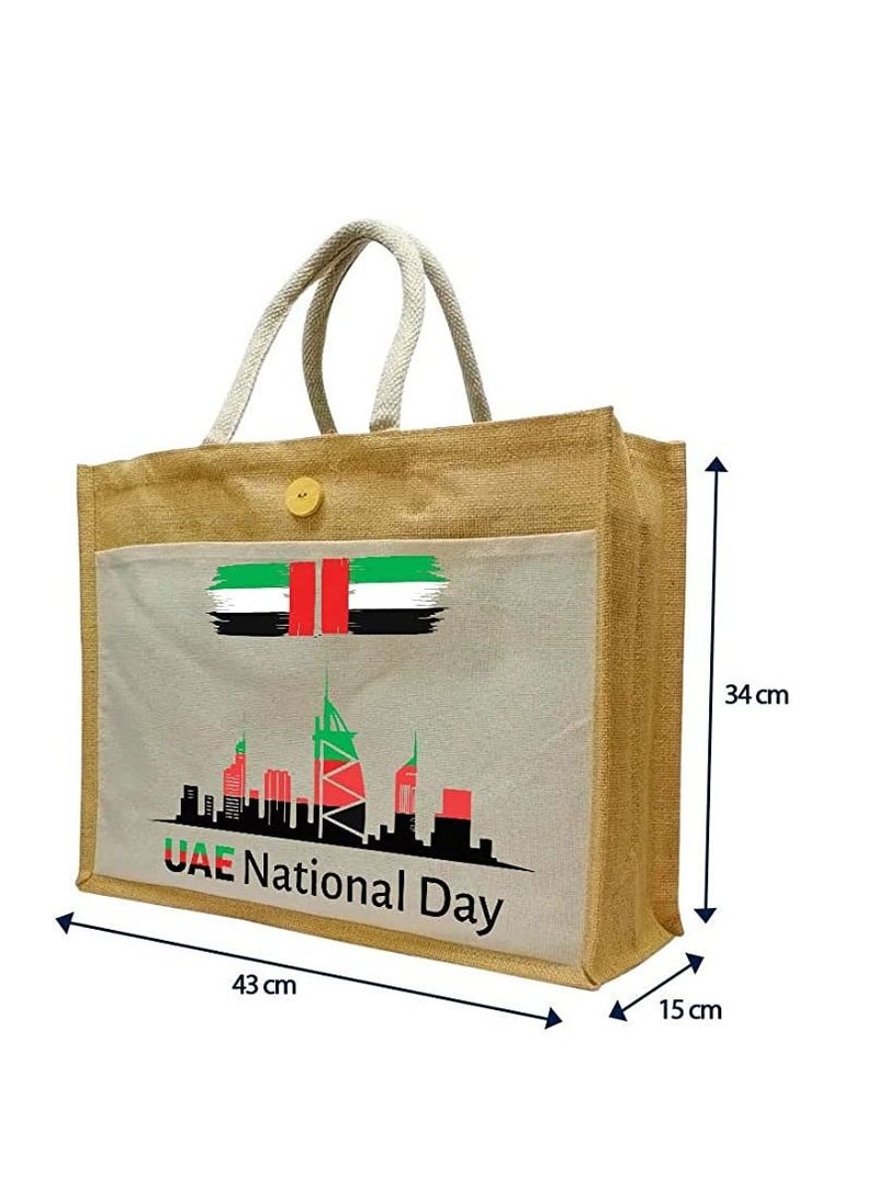 Jute bags with Canvas pocket printed for celebrating 51years of the UAE National day (Design 4)