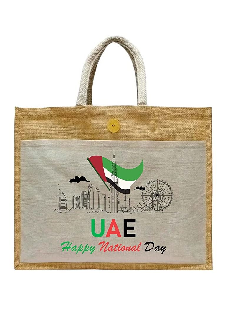 Jute bags with Canvas pocket printed for celebrating 51years of the UAE National day Design 5