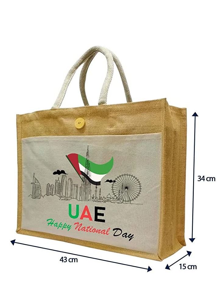 Jute bags with Canvas pocket printed for celebrating 51years of the UAE National day Design 5