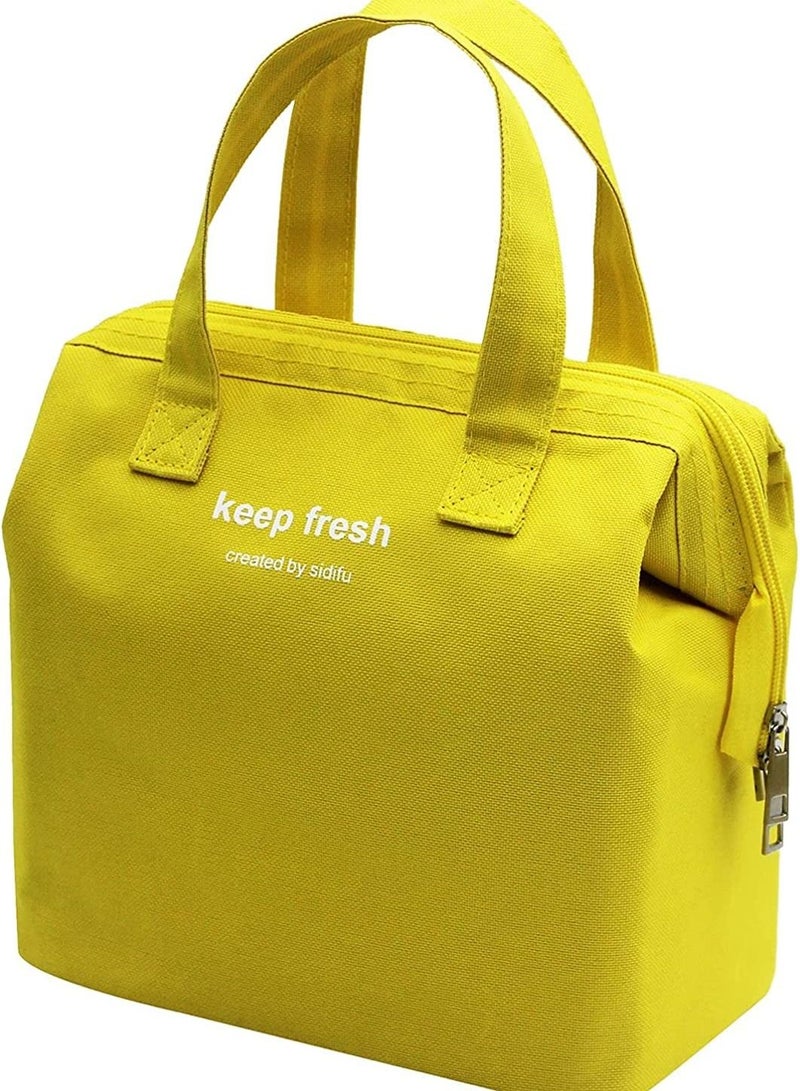 Lunch Bag Bento Bag, Thickened Thermal Insulation Refrigerated Bento Tote Bag, Lunch Box Carrying Bag for Students Ladies Men Picnic Work Outdoor Yellow
