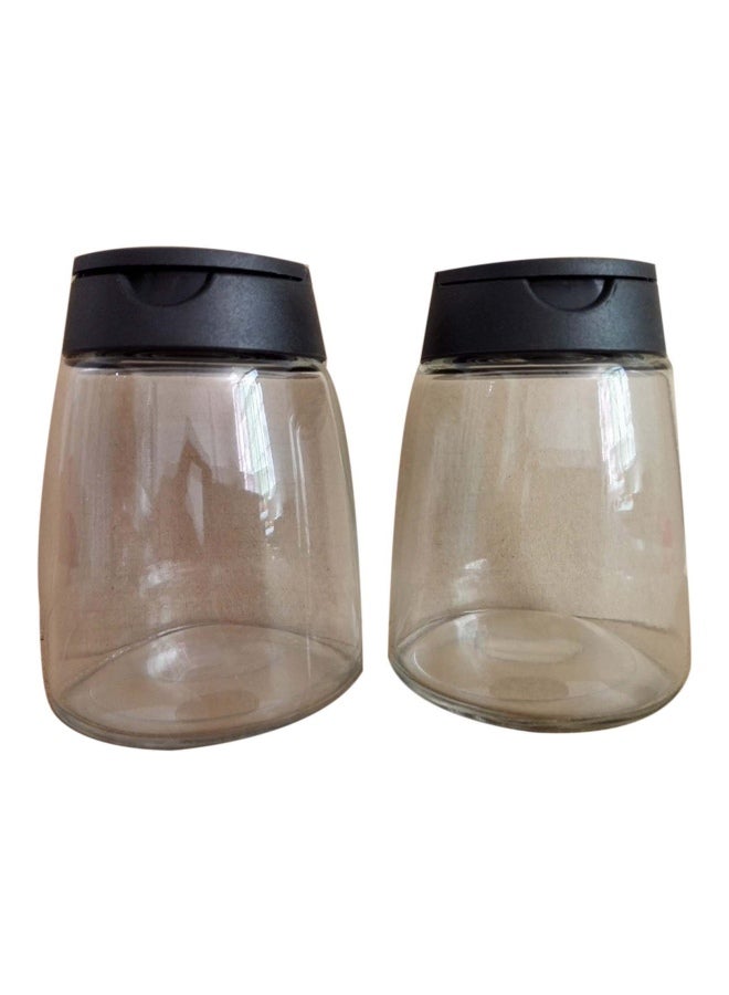2-Piece Hineway Double Lid Spice Jars Black/Clear 2.56x3.46inch