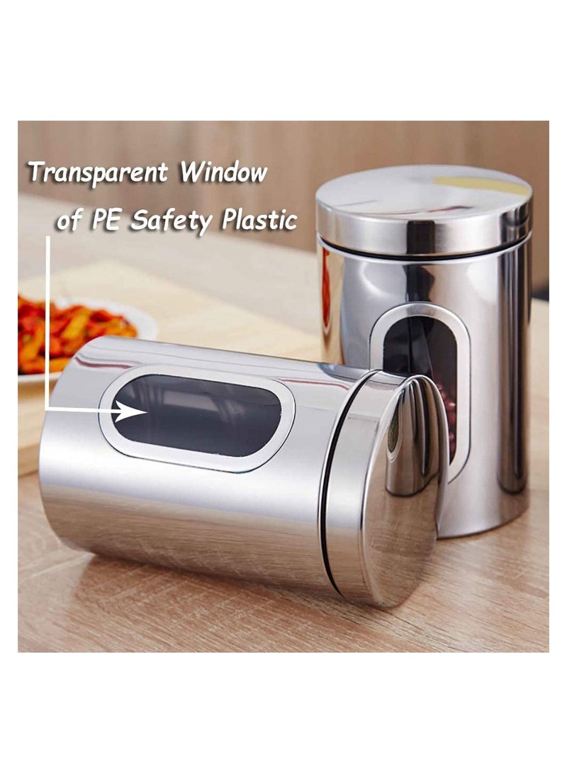 Stainless Steel Food Storage Canister Sets,Set of 6 Airtight Sugar Coffee Tea Candy Storage Jars 950ml