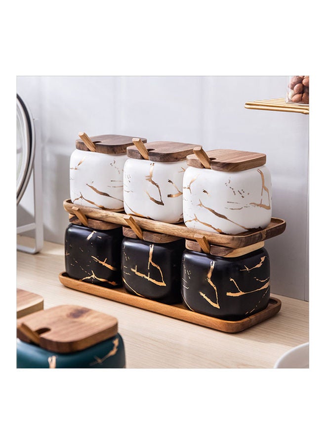 3-Piece Spice Jar Set With Base Black/Brown 360ml