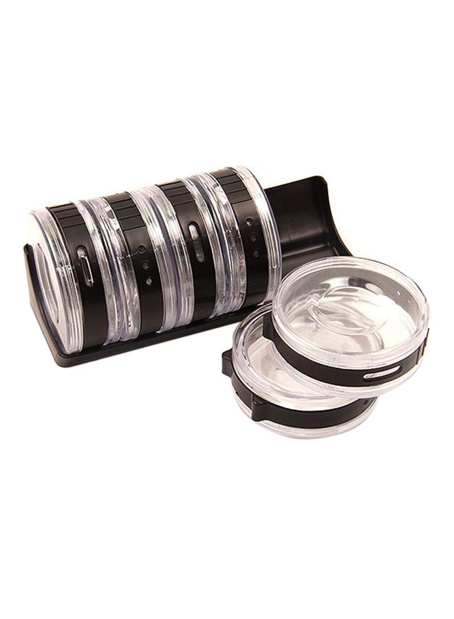 6-Piece Disk Shaped Spice Jar With Rack Black/Clear 8x3.75x3.75inch
