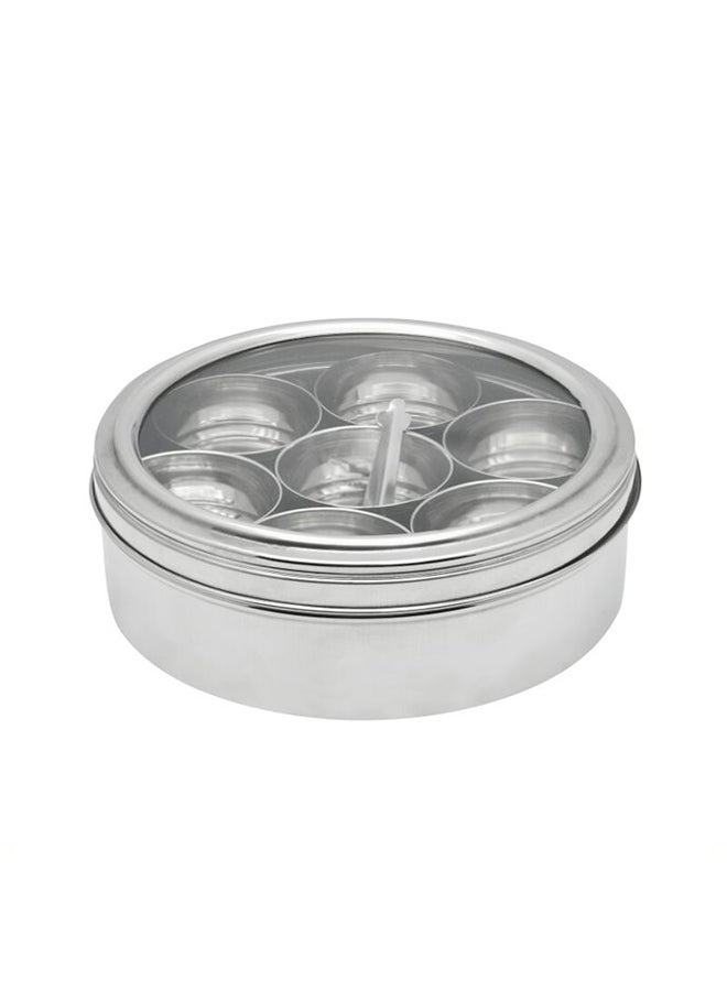 Spice Container Box With Spoon Silver 20cm