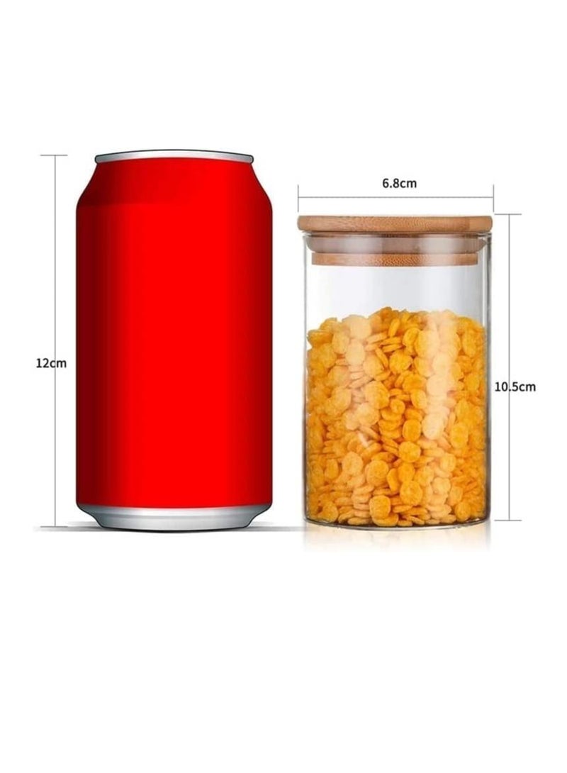MahMir 12 pcs Set Glass Spice Jars with Bamboo Airtight Lids and Labels  Food Cereal Storage Spice Containers for Home Kitchen Tea Herbs Coffee Flour Herbs Grains Glass Jars Set 300ML  Round