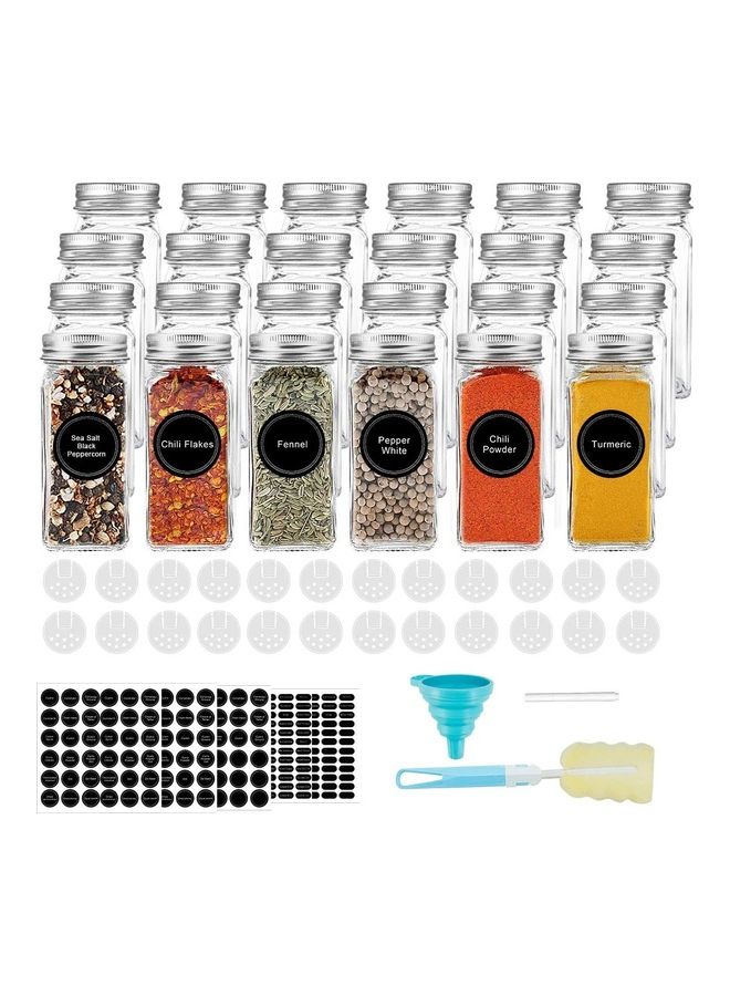 24-Piece Glass Spice Jar Set Multicolour