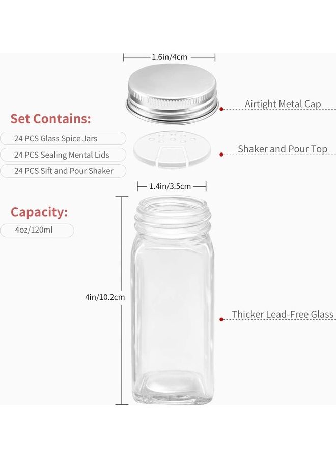 24-Piece Glass Spice Jar Set Multicolour