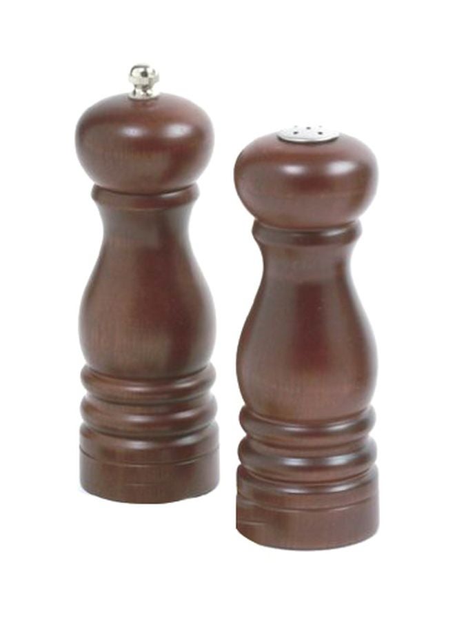 Pack Of 2 Wooden Peppermill And Salt Shaker Set brown 6inch