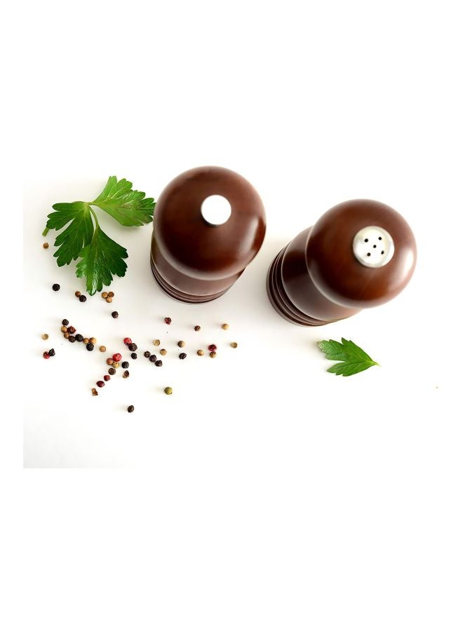 Pack Of 2 Wooden Peppermill And Salt Shaker Set brown 6inch