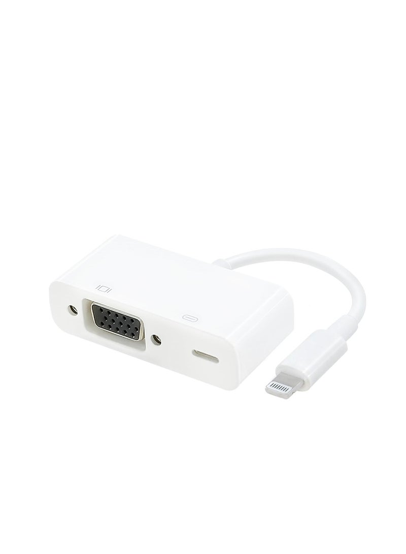 Lightning to VGA Adapter, with Charging Port, High-Definition Screen Mirroring for iPhone, iPad, iPod (White)