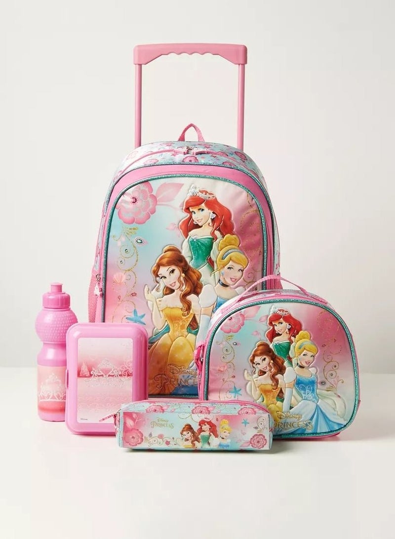 5-Piece Princesses Backpack Set - Trolley Backpack 16 In