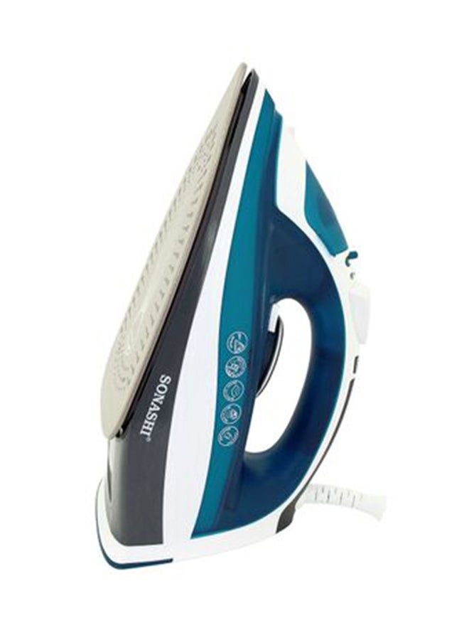 Electric Steam Iron with Ceramic Soleplate/Anti-Drip/Anti-Calc/Auto Shut-Off/LED Display and Self-Clean Function | 100% Active Steam Holes - Scratch-Resistant 2400 W SI-5075C Deep Blue/White