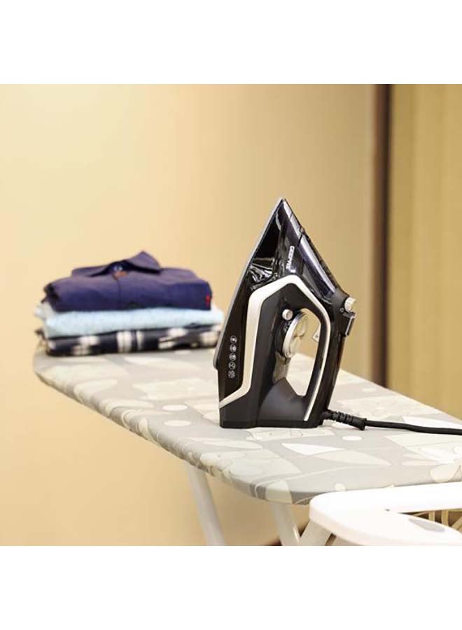 Steam Iron - 2 in 1 Dry & Wet Steam Iron - Adjustable Temperature Control, Ceramic Soleplate - Dry/Steam/Burst of Steam/Vertical Steam Function, Steam Boost | 2 Years Warranty 2200 W GSI7801N Black/White