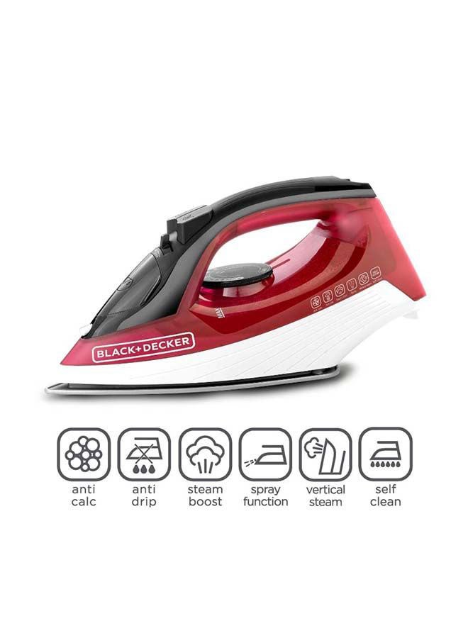 Steam Iron with Non-Stick Soleplate/Anti-Drip/Anti-Calc/Self Clean Function 300.0 ml 1600.0 W X1550-B5 Red/Black/White