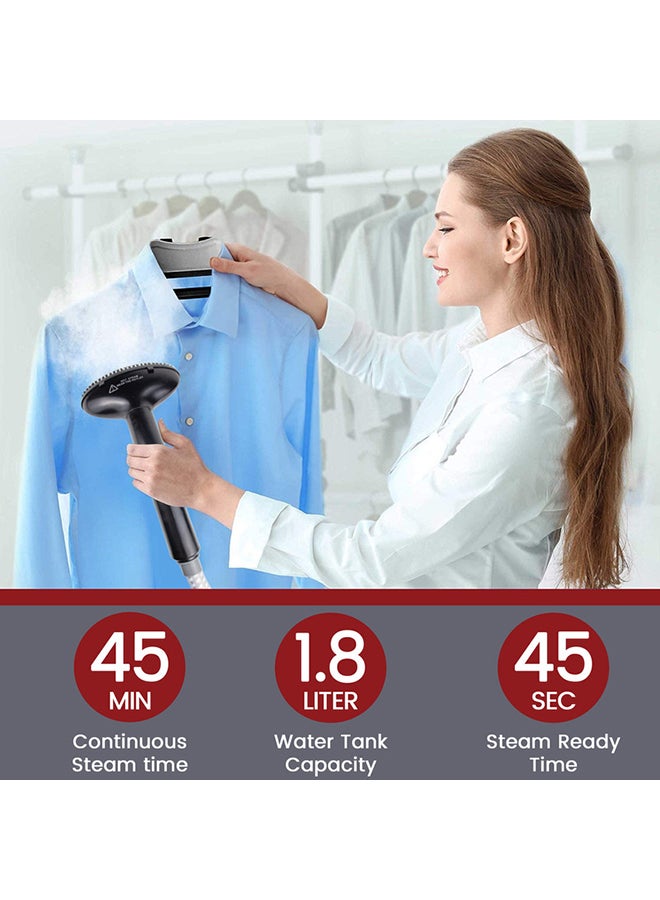 1.8L Tank Garment Steamer | Heavy Duty Garment Steamer with Supporting Pole | Anti-Slip Foot Wheel with Leak Proof Valve 1.8 L 1800 W SGS-311 Red/Black/Silver