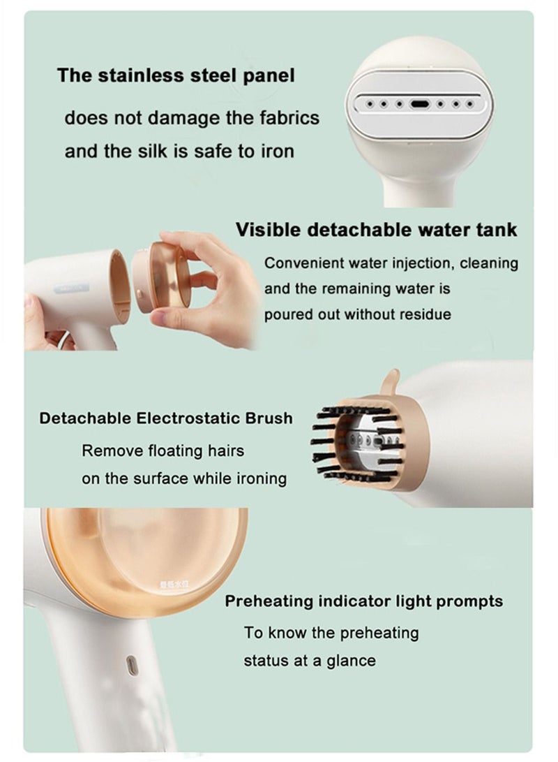 Portable Handheld Garment Steamer 120ml 1000W with Removable Cleaning Brush Travel Garment Steamer for Cloth Fast Heat-up Ironing Wrinkle Remover
