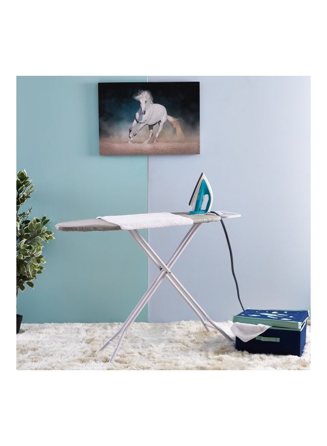Atlanta Ironing Board With Heat Resistant Cover And Steam Iron Rest Grey/White 110x33x81cm