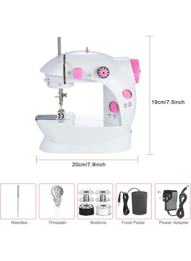 Mini Sewing Machine Adjustable 2-Speed Double Thread Portable Electric Household Multifunction Sewing Machin with Lights and Cutter Foot Pedal for Household Travel Beginner Face Mask DIY Pink