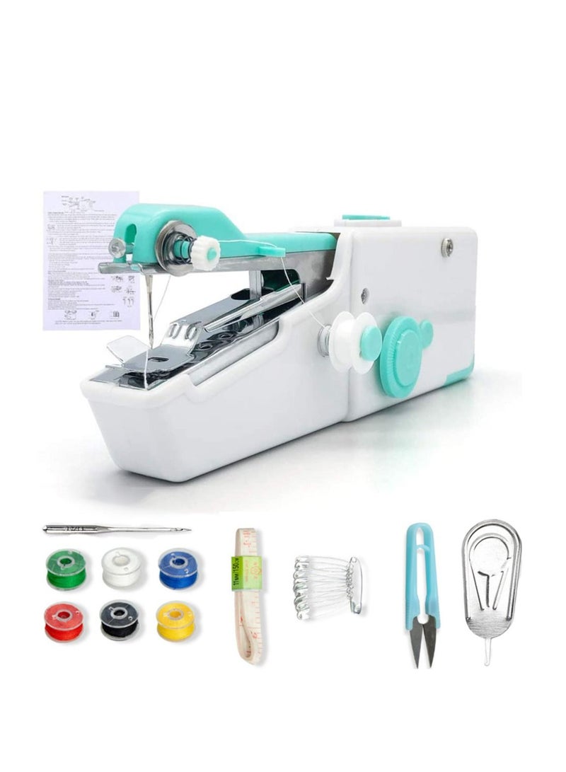 Mini Handheld Sewing Machine Portable Cordless Quick Handy Electric Repairing Stitch Tool for Fabric Clothing Kids Cloth Home Travel DIY Use