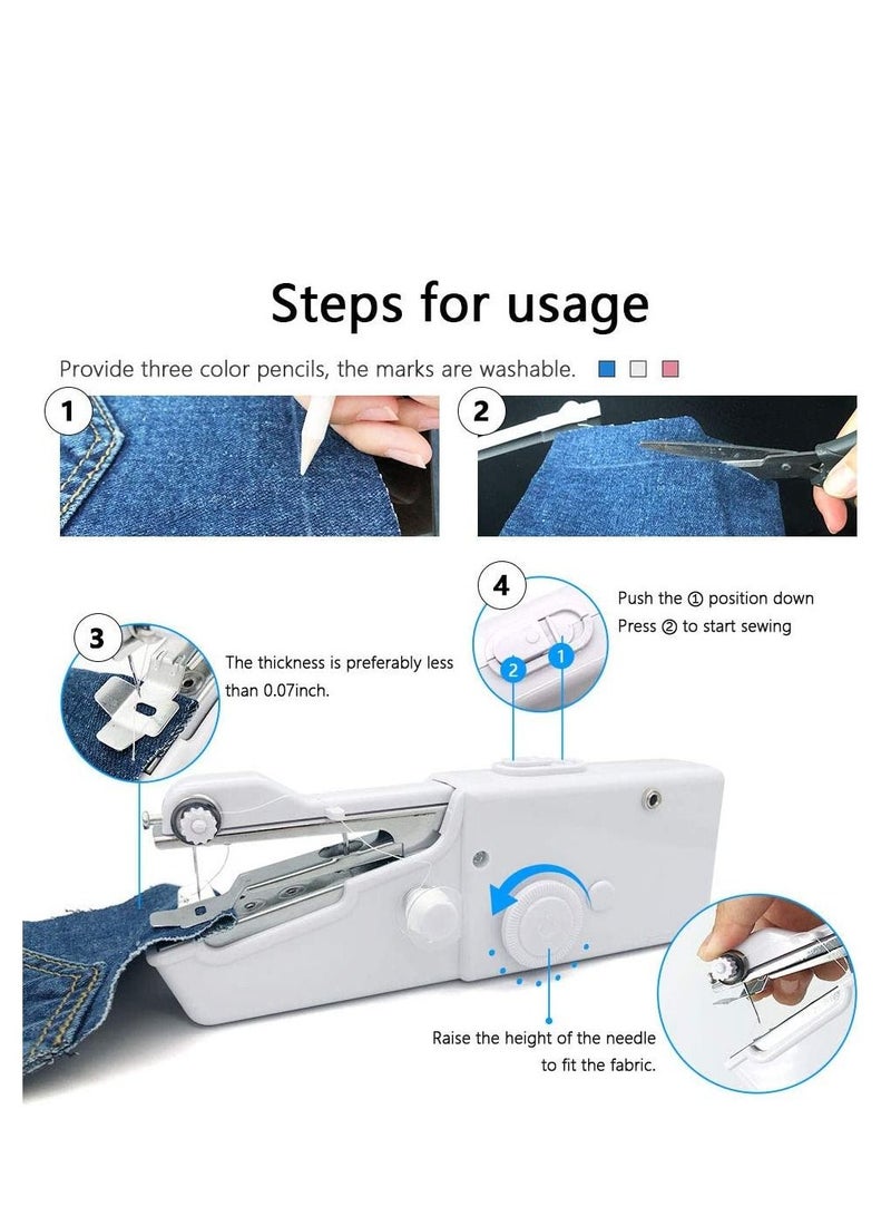 Mini Handheld Sewing Machine Portable Cordless Quick Handy Electric Repairing Stitch Tool for Fabric Clothing Kids Cloth Home Travel DIY Use
