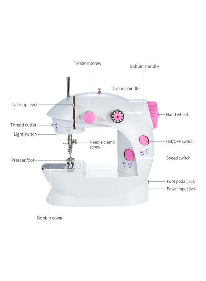 Adjustable 2-Speed Mini Sewing Machine H32484US White/Pink