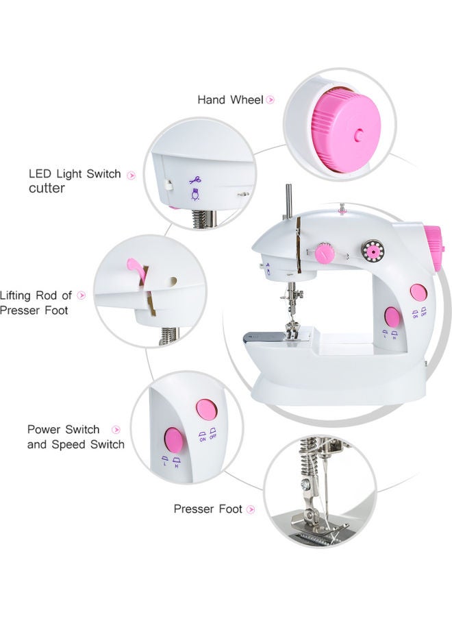 Adjustable 2-Speed Mini Sewing Machine H32484US White/Pink