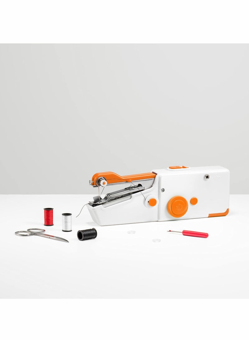 Handheld Sewing Machine Mini Portable Electric Sewing Machine for Beginners Adult Easy to Use and Fast Stitch Suitable for Clothes Fabrics DIY Home Travel Orange