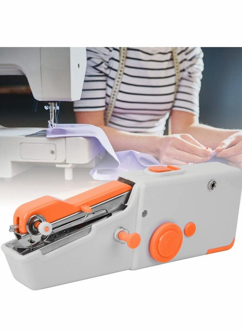 Handheld Sewing Machine Mini Portable Electric Sewing Machine for Beginners Adult Easy to Use and Fast Stitch Suitable for Clothes Fabrics DIY Home Travel Orange