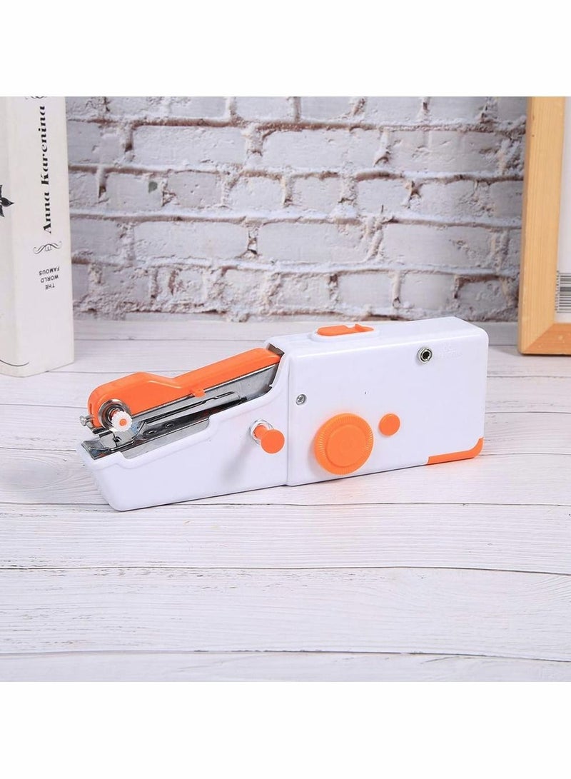 Handheld Sewing Machine Mini Portable Electric Sewing Machine for Beginners Adult Easy to Use and Fast Stitch Suitable for Clothes Fabrics DIY Home Travel Orange