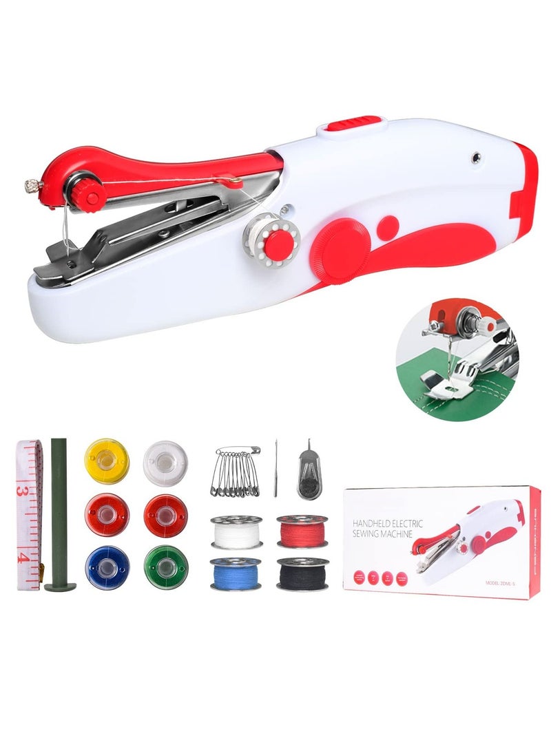 Handheld Sewing Machine, Hand Sewing Tool with Sewing Kit Mini Portable Sewing Machine Home Quick Repair and Sewing Craft Essentials Easy to Use and Fast Sewing Suitable for Clothes Curtain Sheets