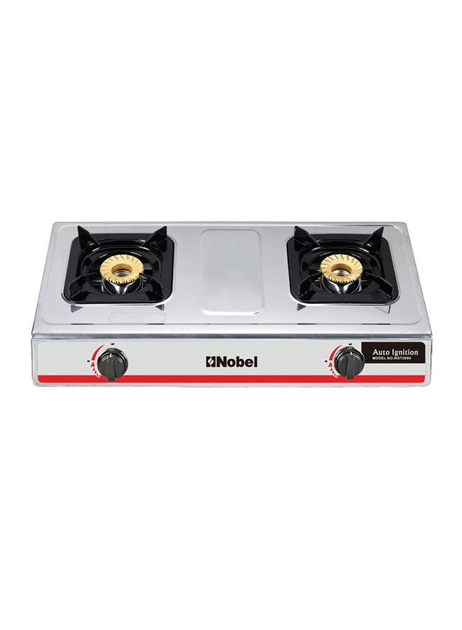 Gas Stove with Dual Gas Burner/2 Brass Burners and Stainless Steel Brass & Auto Ignition Energy Saving - 710 x 410 x 140 (W x D x H) mm NGT2004 Stainless Steel