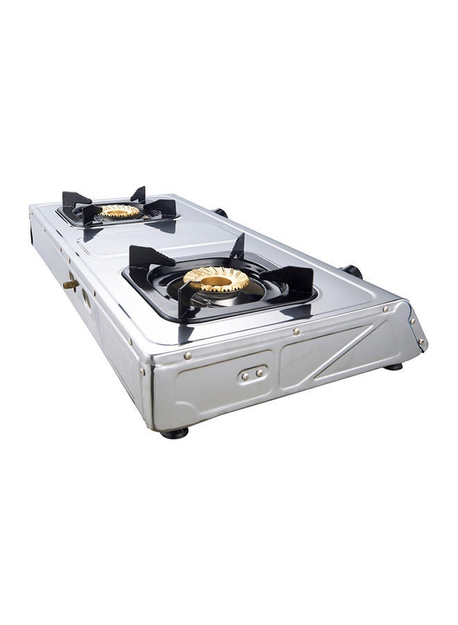 Gas Stove with Dual Gas Burner/2 Brass Burners and Stainless Steel Brass & Auto Ignition Energy Saving - 710 x 410 x 140 (W x D x H) mm NGT2004 Stainless Steel