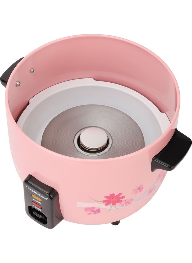 3 In 1 Rice Cooker - Keep Warm Function - Detachable Power Cord - Water level Indicator - Steam Tray ,Rice Scoop & Measuring Cup - One Touch Operation 1.8 L 700 W OMRC2351 Pink/Black