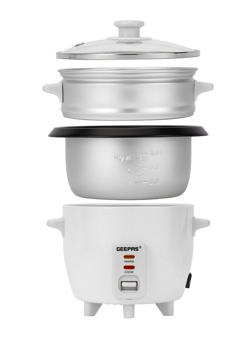 Automatic Rice Cooker 3 in 1 Functions Non-Stick Inner Pot Automatic Shut Off with Overheat Protection 0.6 L 300 W GRC4324N White