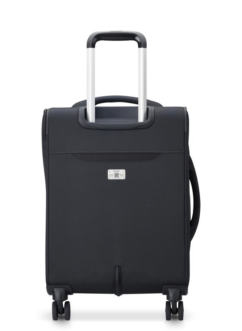 Delsey Sky Max 2.0 55cm Softcase 4 Double Wheel Expandable Cabin Luggage Trolley Black - 00328480100