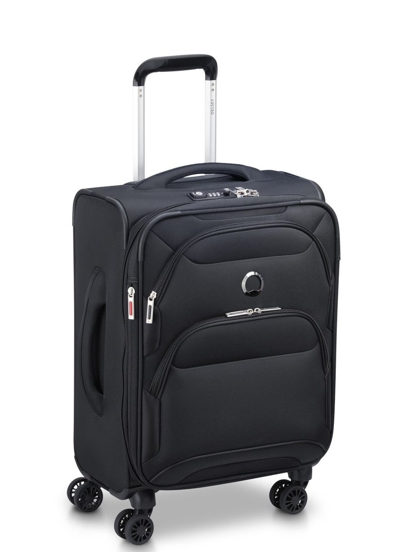 Delsey Sky Max 2.0 55cm Softcase 4 Double Wheel Expandable Cabin Luggage Trolley Black - 00328480100