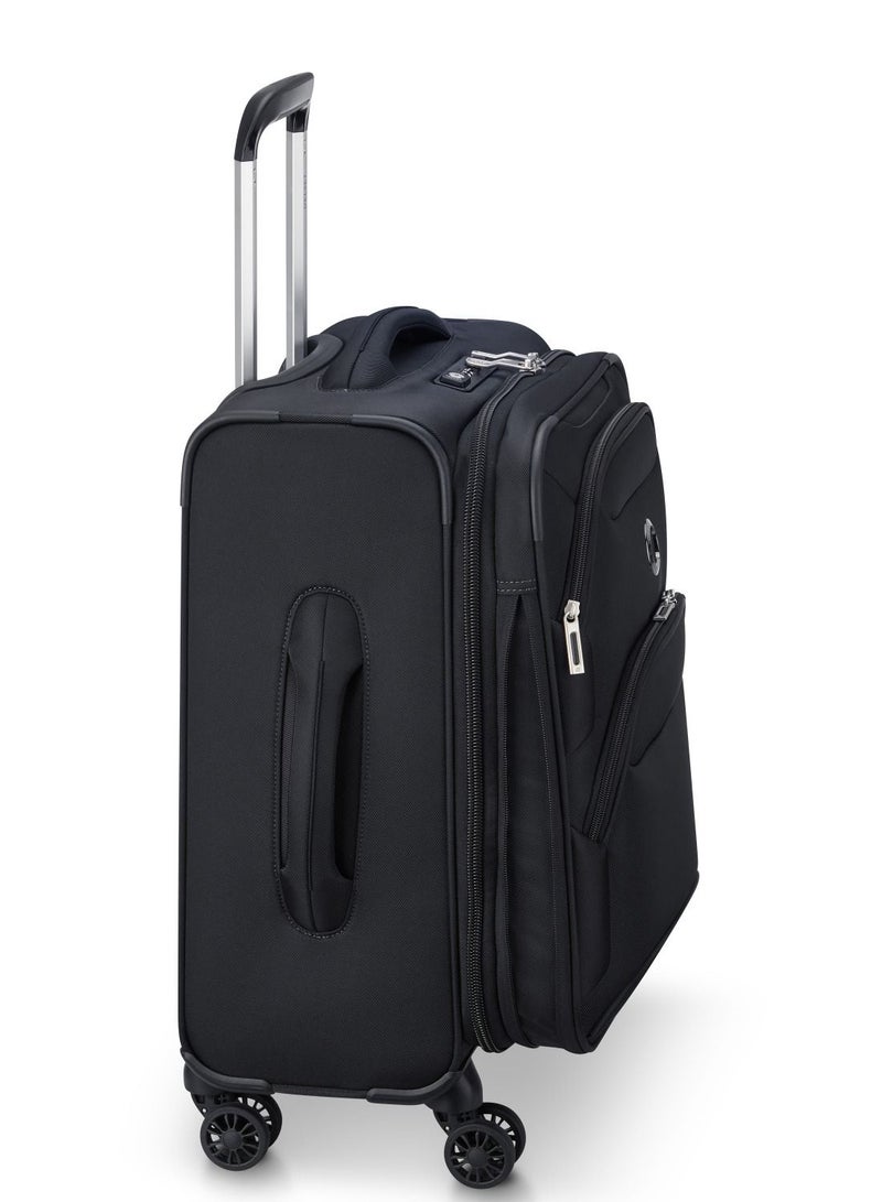 Delsey Sky Max 2.0 55cm Softcase 4 Double Wheel Expandable Cabin Luggage Trolley Black - 00328480100