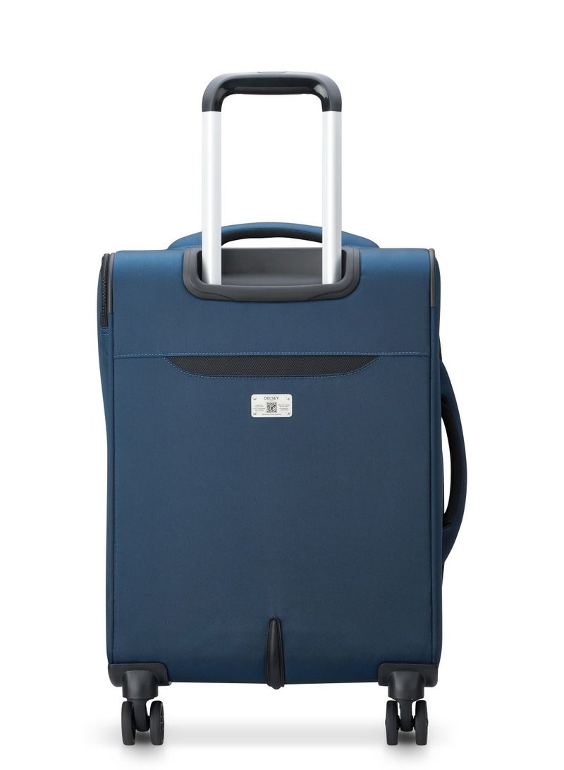 Delsey Sky Max 2.0 55cm Softcase 4 Double Wheel Expandable Cabin Luggage Trolley Blue - 00328480102