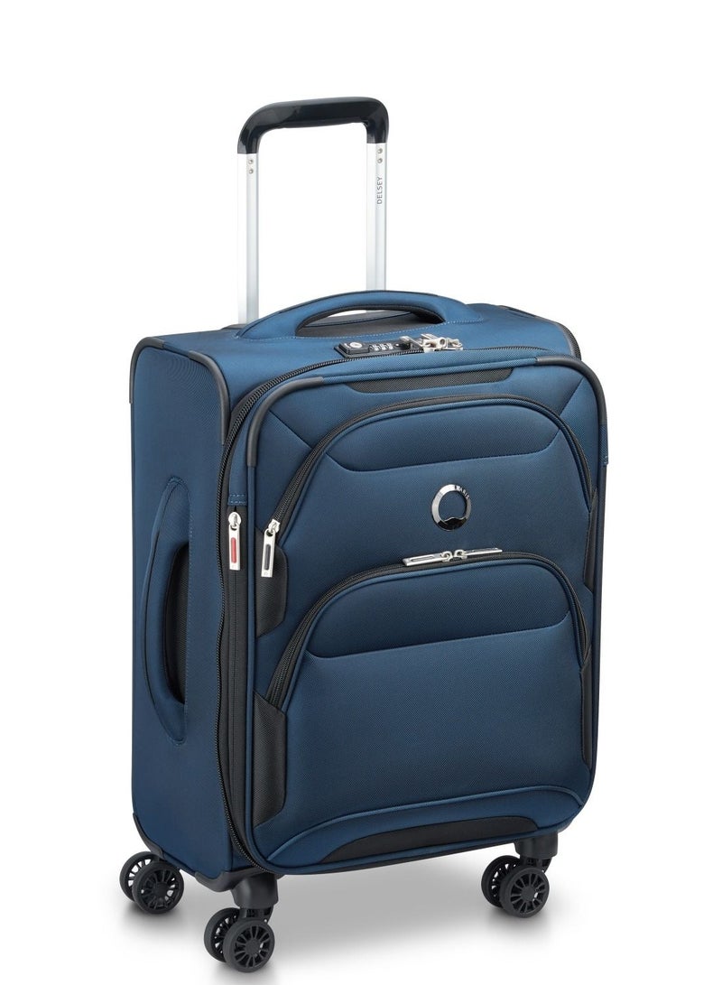 Delsey Sky Max 2.0 55cm Softcase 4 Double Wheel Expandable Cabin Luggage Trolley Blue - 00328480102