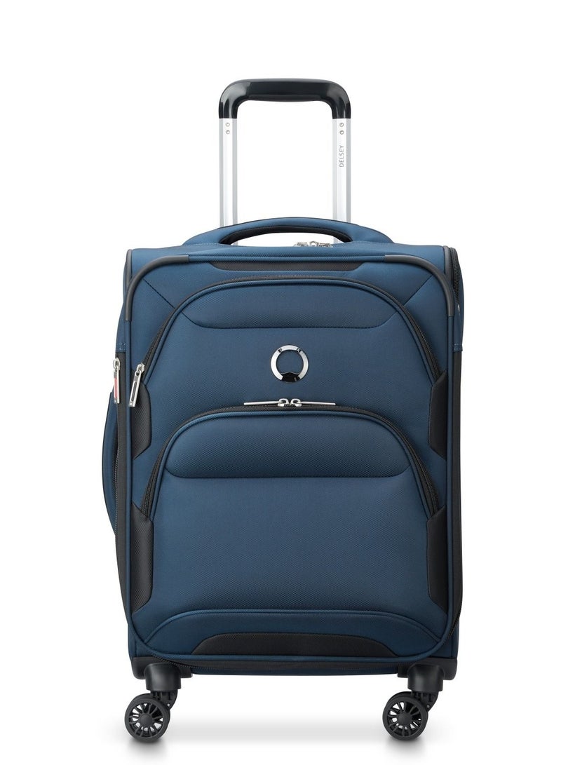 Delsey Sky Max 2.0 55cm Softcase 4 Double Wheel Expandable Cabin Luggage Trolley Blue - 00328480102