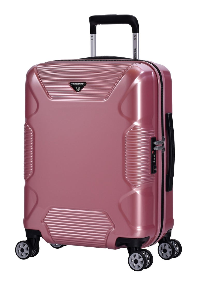 Hard Case Travel Bag Cabin Luggage Trolley Polycarbonate Lightweight Suitcase 4 Quiet Double Spinner Wheels With Tsa Lock KJ84 Shing Pink