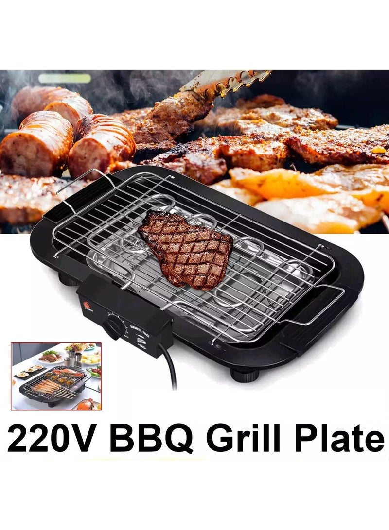 Electric Barbecue Grill Smokeless Indoor/Outdoor Portable Kitchen BBQ Grill 2000W with Adjustable Temperature Control, Removable Water Filled Drip Tray Electric Grill