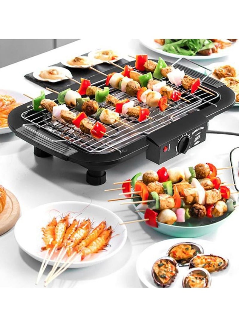 Electric Barbecue Grill Smokeless Indoor/Outdoor Portable Kitchen BBQ Grill 2000W with Adjustable Temperature Control, Removable Water Filled Drip Tray Electric Grill