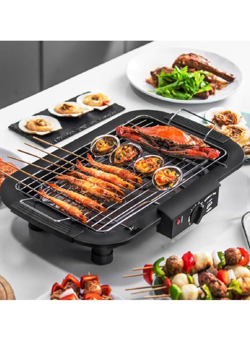 Portable Electric Smokeless Barbecue 2000W High Power Grill Indoor BBQ Grilling Table with 5 Adjustable Temperature fit Home Dinner Camping Travel Hiking