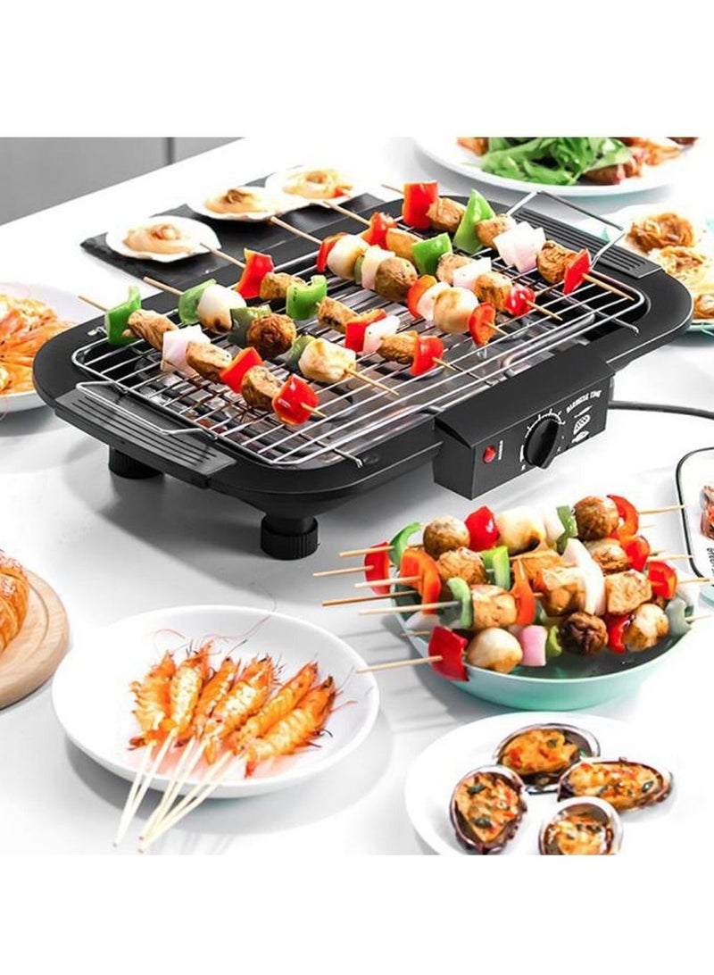 Portable Electric Smokeless Barbecue 2000W High Power Grill Indoor BBQ Grilling Table with 5 Adjustable Temperature fit Home Dinner Camping Travel Hiking