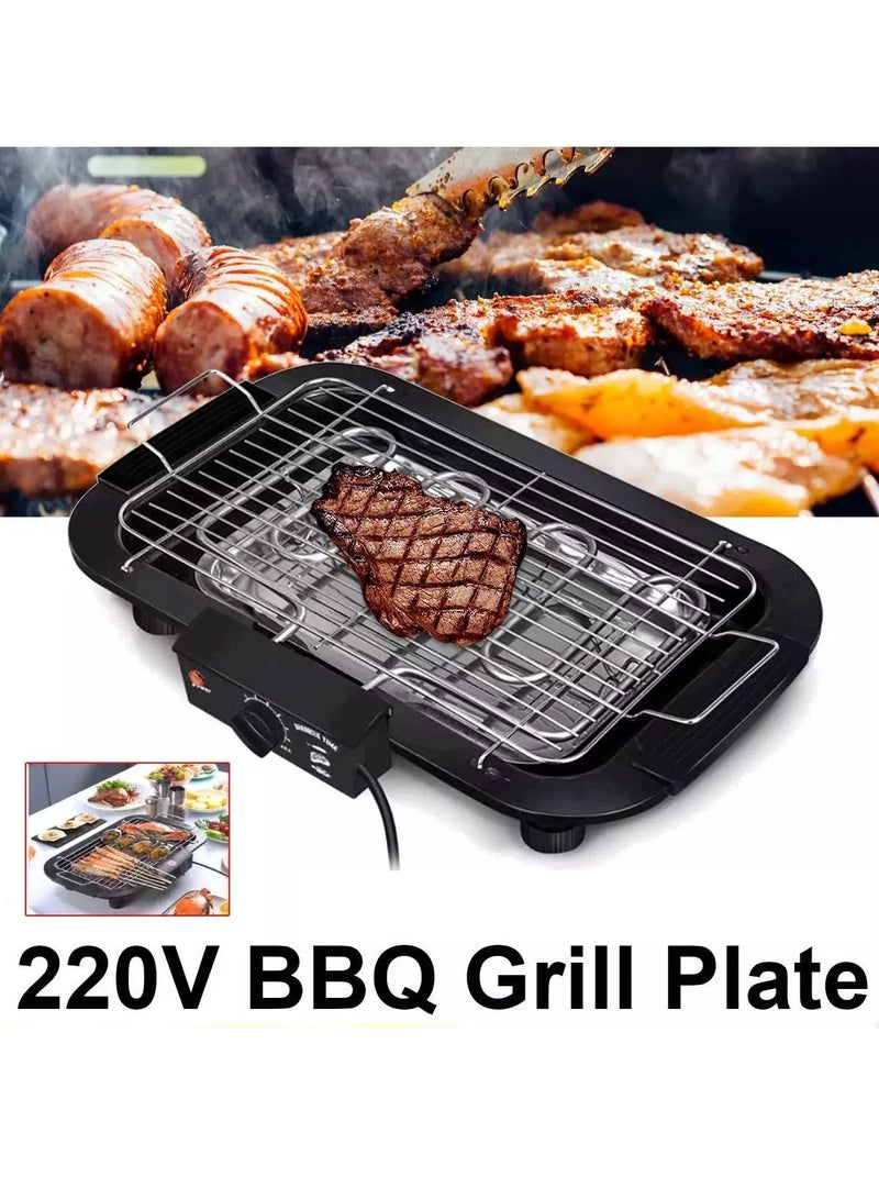 Portable Electric Smokeless Barbecue 2000W High Power Grill Indoor BBQ Grilling Table with 5 Adjustable Temperature fit Home Dinner Camping Travel Hiking