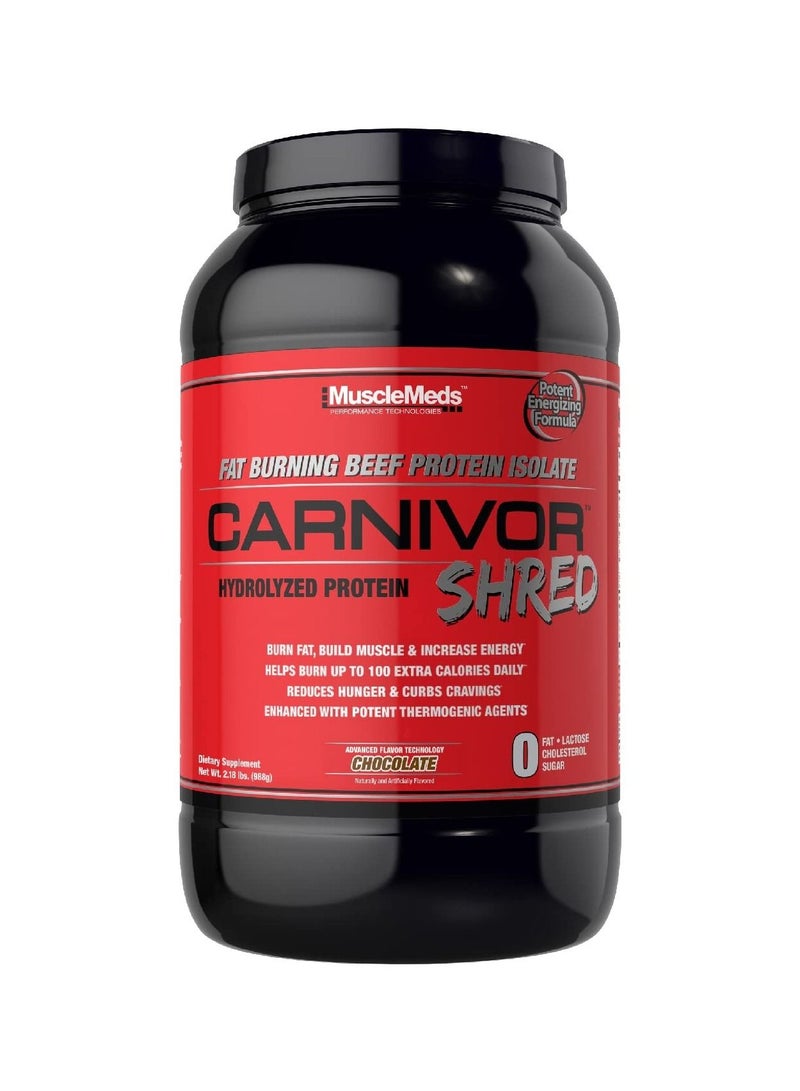 Carnivore Shred Fat Burning Beef Protein Isolate Chocolate Flavor 28 Servings